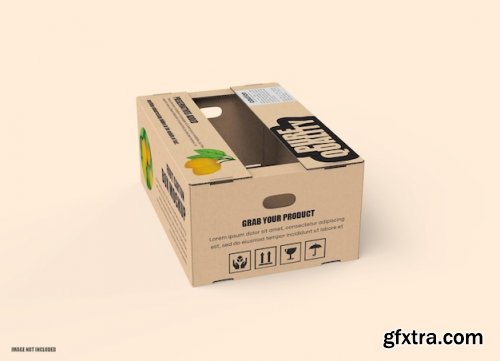 Fruit carton cardboard box mockup 