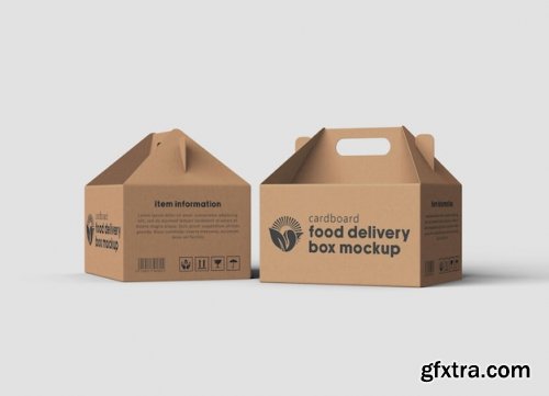 Disposable brown food delivery box packaging mockup