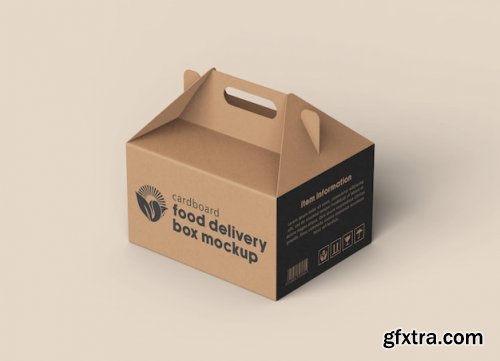 Disposable brown food delivery box packaging mockup