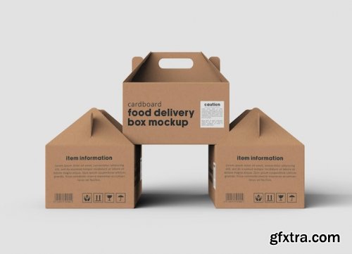 Disposable brown food delivery box packaging mockup