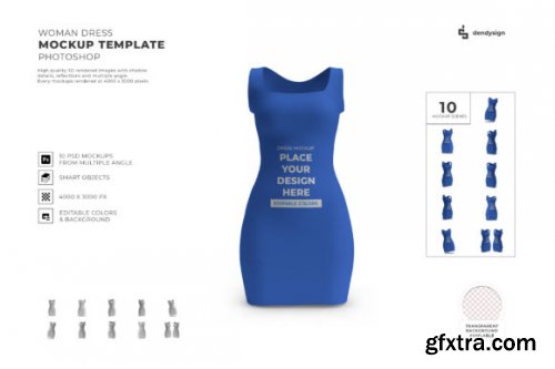 Woman Dress Mockup Template Set PSD