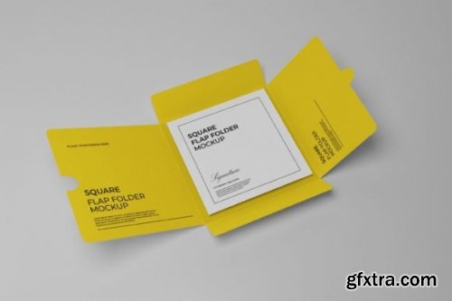 04 PSD Square Flap Folder Mockups