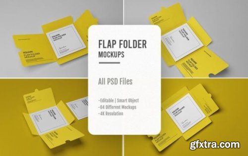 04 PSD Square Flap Folder Mockups