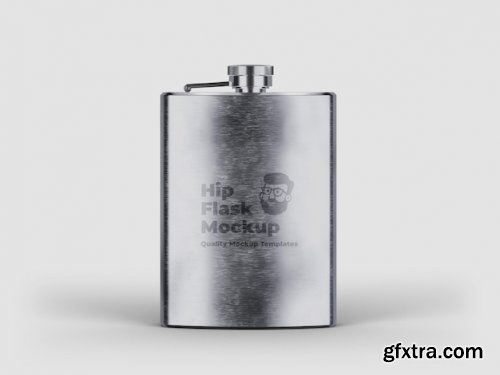 Metallic hip flask mockup