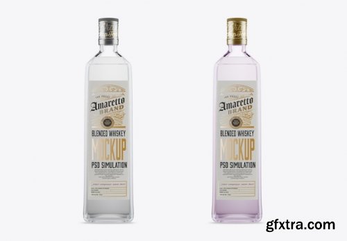 Glass clear liquor bottle mockup