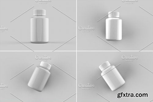 CreativeMarket - Pills Bottle with Box Mockup 8 views 7323572