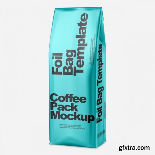 Coffee bag psd mockup white foil package smart 3d pouch 