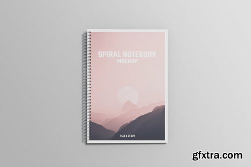 CreativeMarket - A5 Spiral Notebook Mockup 7266901