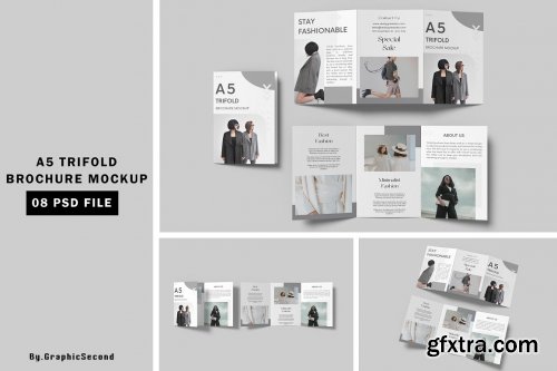 CreativeMarket - A5 Trifold Brochure Mockup 7308507