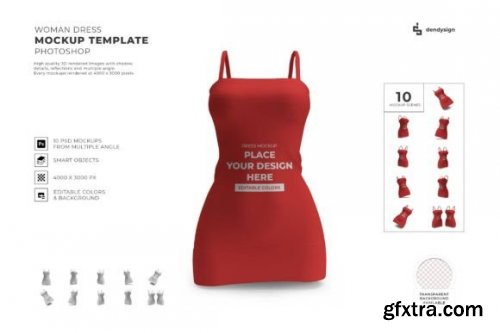 Woman Dress Mockup Template Set PSD