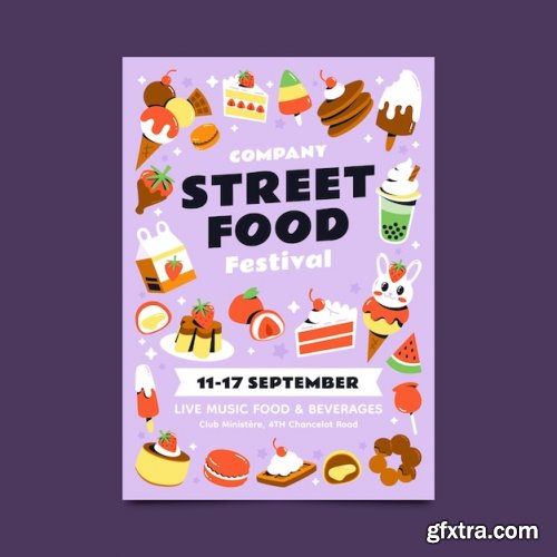 Flat design food festival illustration Premium Vector