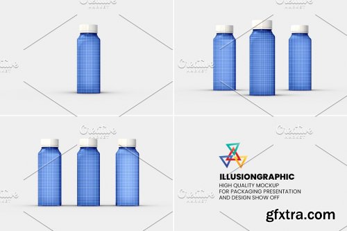 CreativeMarket - Juice Bottle Packaging Mockup - 3 Views 7345179