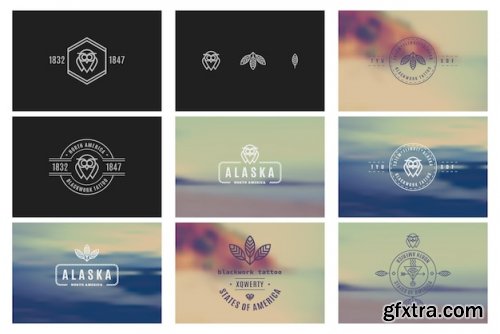 Trendy retro vintage insignias bundle