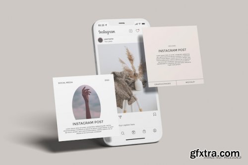 Instagram post with smartphone mockup 