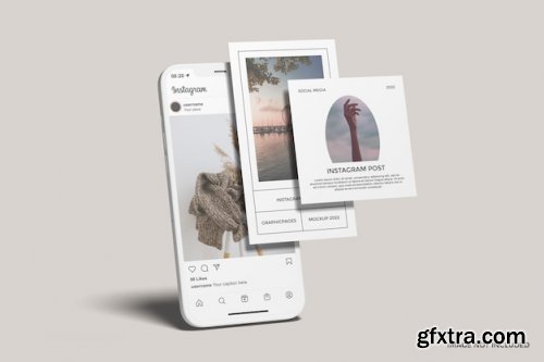 Instagram post with smartphone mockup 