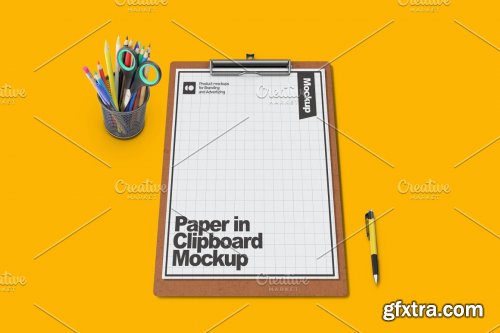 CreativeMarket - Paper in Clipboard Mockup 7312328