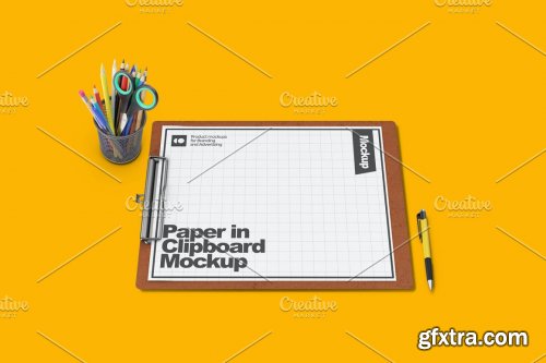 CreativeMarket - Paper in Clipboard Mockup 7312328