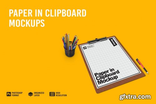 CreativeMarket - Paper in Clipboard Mockup 7312328