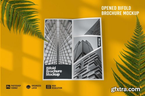 CreativeMarket - Opened Bifold Brochure Mockup 7312539