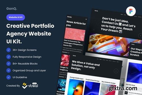 GonQ Creative Portfolio Agency Website UI Kit 3Z46Y3F