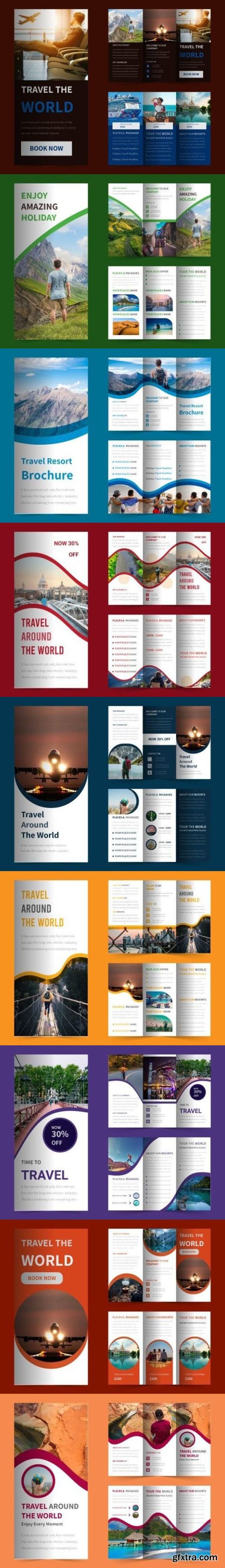 Travel Agency Tri-fold Brochure Vector Templates