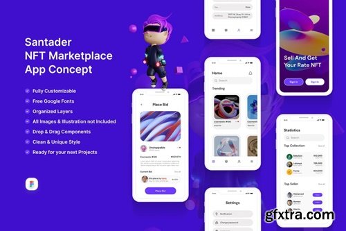 Santader - NFT Marketplace App Concept F3B44M9