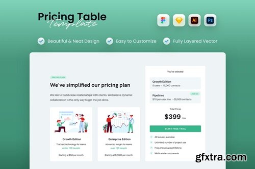 Pricing Plan Table UI Kit Template U3HQ72E