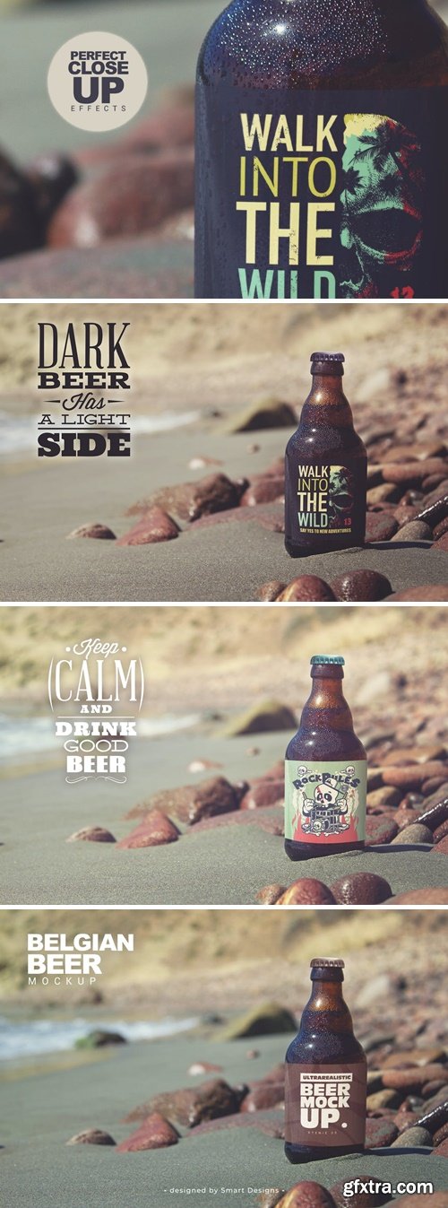 Belgian Tan Beer Mockup on the beach TMS4UM2