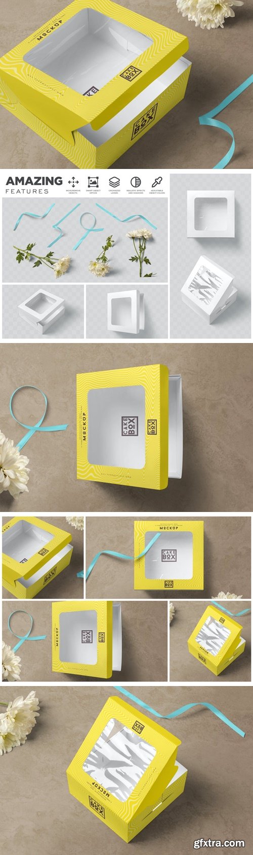 Window Cake Box Mockups BYYKE65