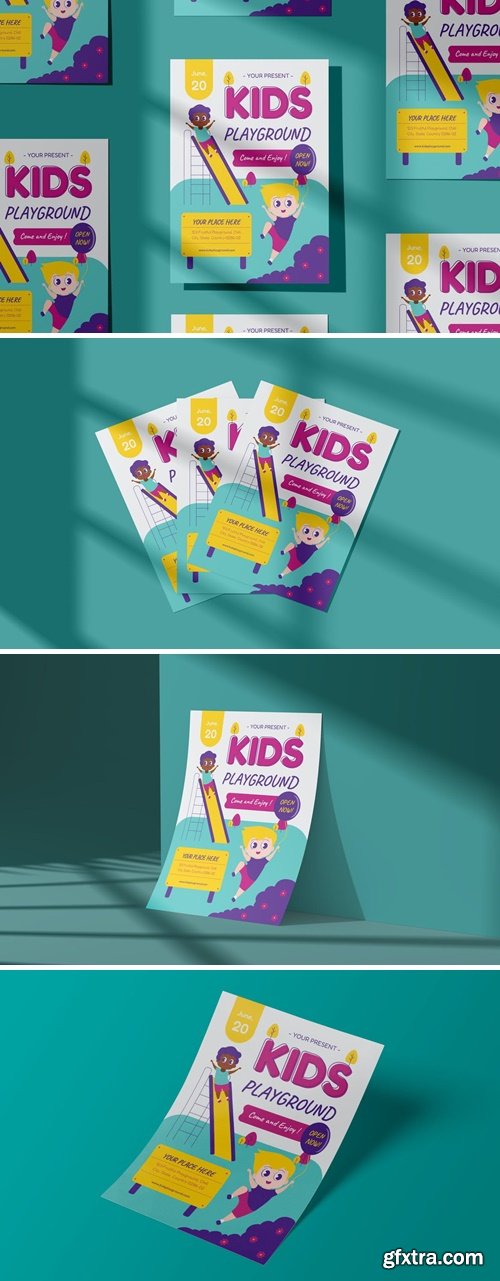 Cute Vector Kids Playground Flyer Template 019 T85KDVS