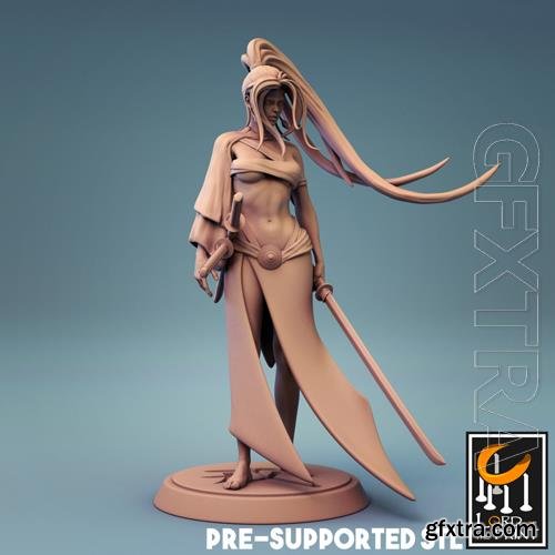 Samurai Female Fighter 3D Print