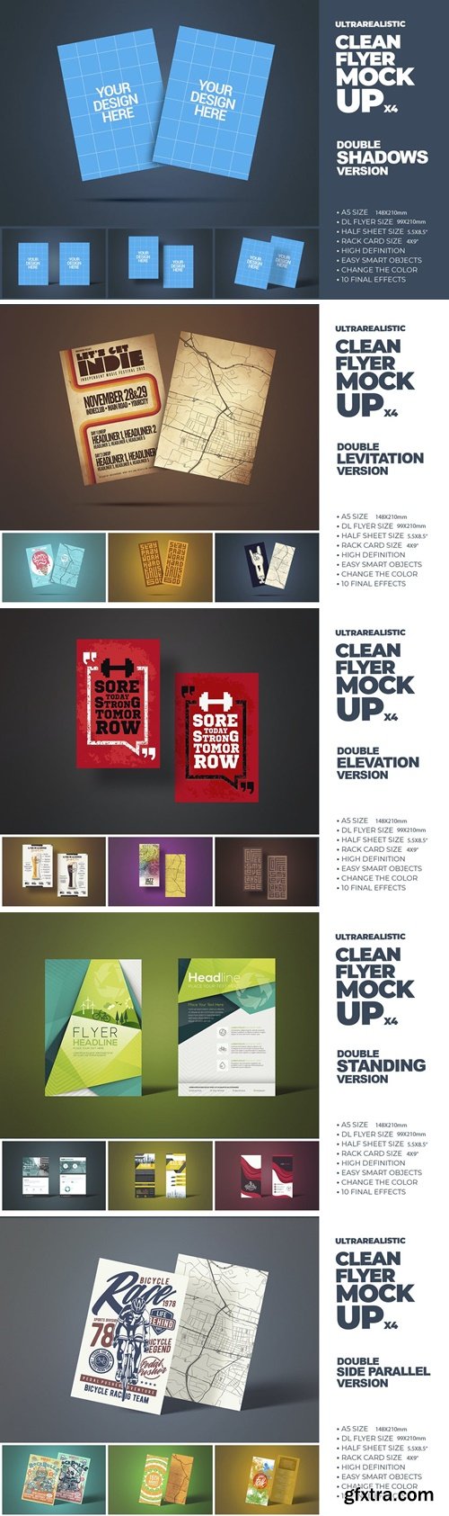 Clean Double Flyer Mockups x4 H8KFQ6D