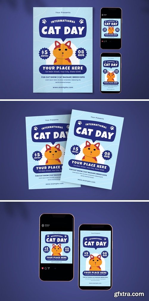International Cat Day Flyer Set HYQQ7BT