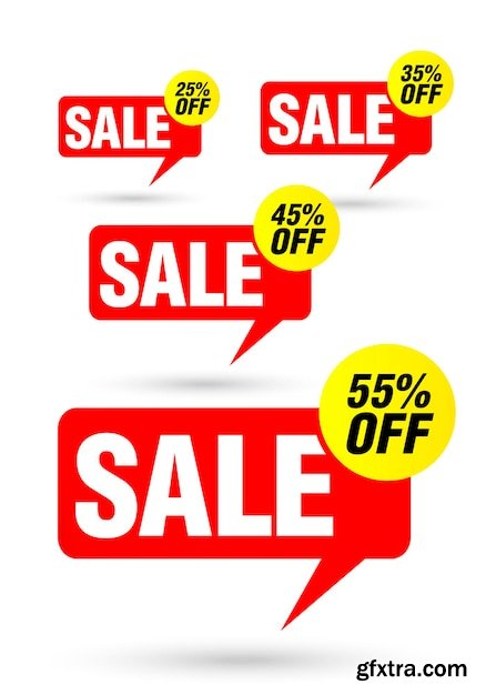 Sale red tag speech bubble set