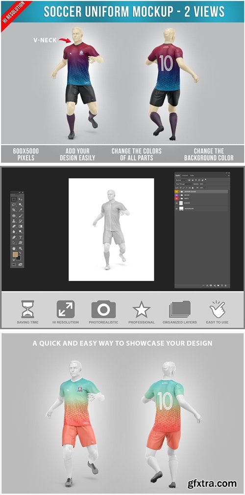 Soccer Uniform Mockup - V-neck DC34D8E