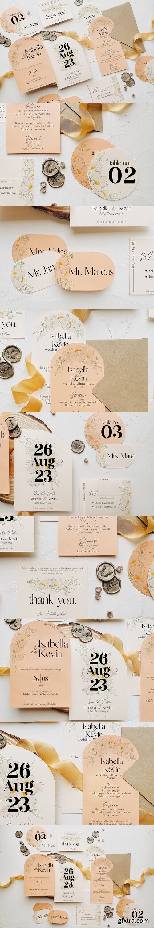 CreativeMarket - Luxe Floral Outline Wedding Suite 7302952