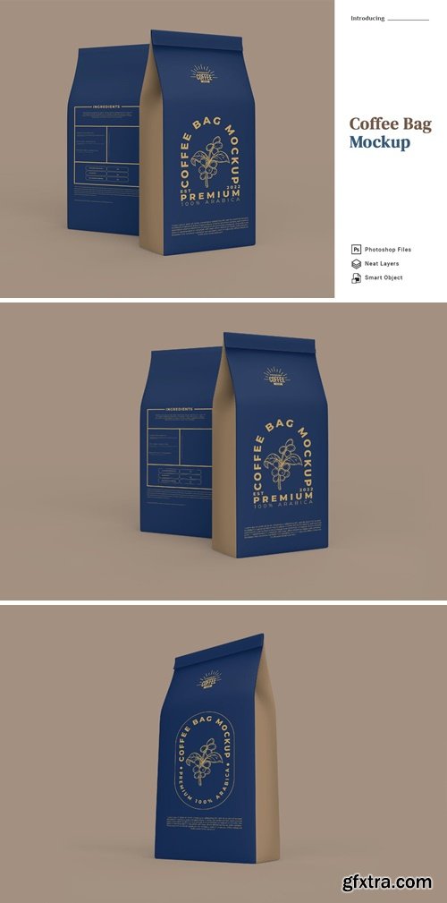 Coffee Bag Packaging Display Mockup QQA2CM9