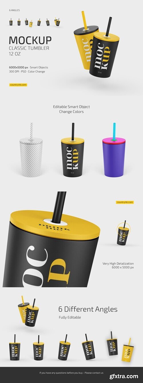 CreativeMarket - Classic Tumbler 12 oz Mockup Set 7364688