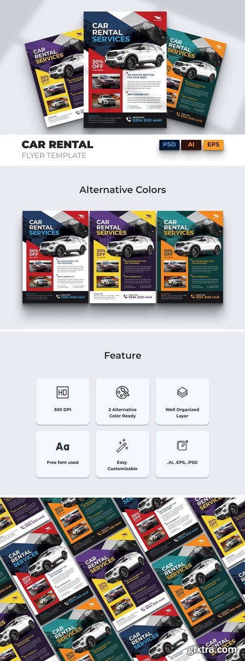 Car Rent Service Flyer Ai, PSD, & EPS Template PEFUZ69