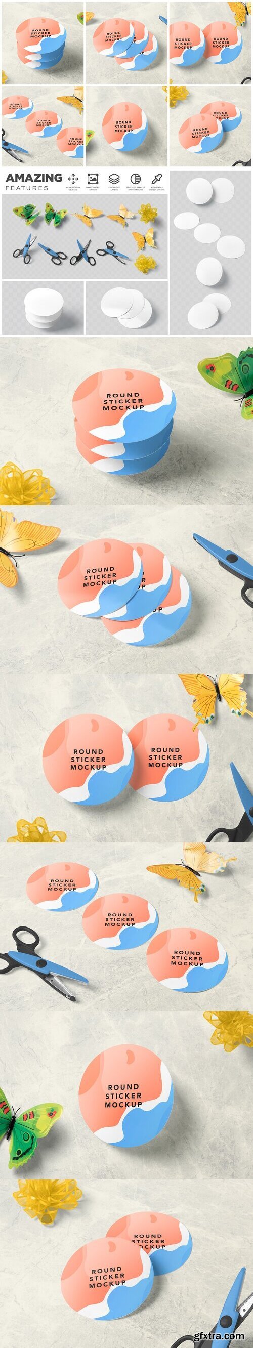 CreativeMarket - Round Sticker Mockups 7320530