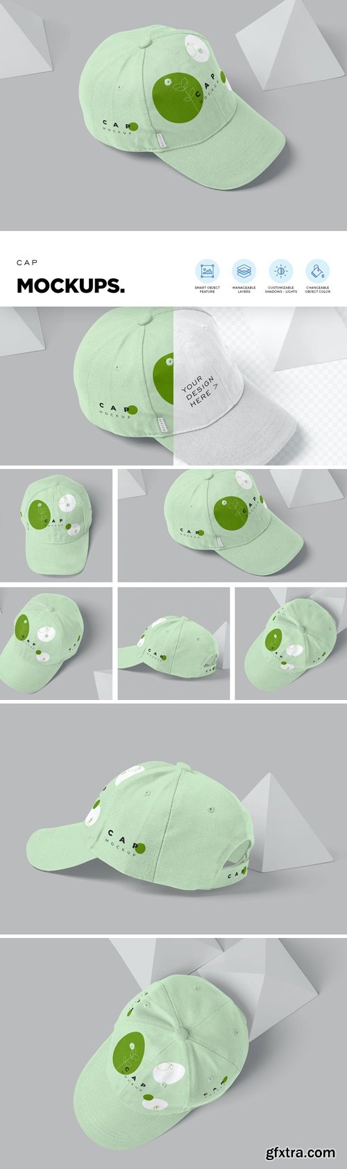 5 Baseball Cap Mockups - V3 W2XPC46