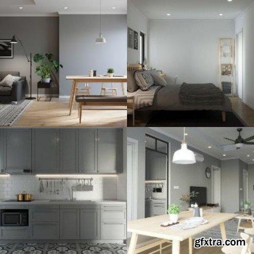 Full Modern Apartment Interior Scene