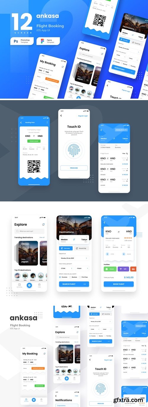 Flight Booking iOS App UI Figma and PSD BXTNJ9X