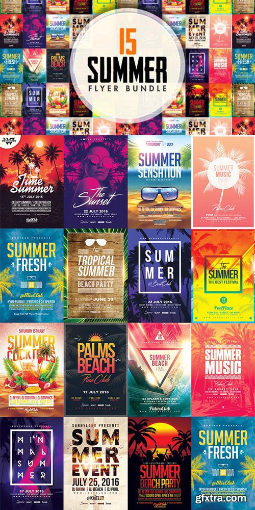 15 SUMMER BEACH Flyer Bundle