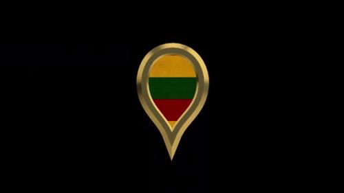 Videohive - Lithuania 3D Rotating Location Gold Pin Icon - 38480015 - 38480015