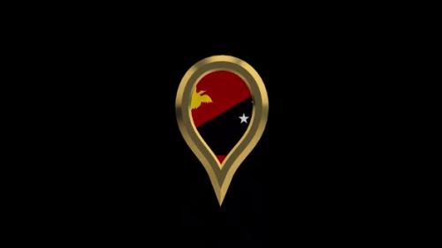 Videohive - Papua New Guinea 3D Rotating Location Gold Pin Icon - 38480437 - 38480437