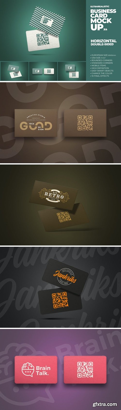 Horizontal Double Sided Card Mockup x4 ZKSAEYK