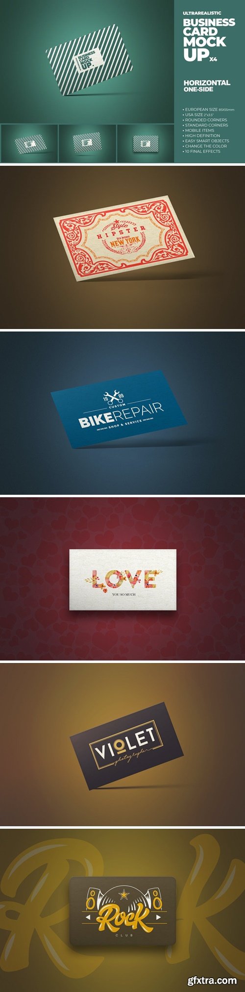 Horizontal One Side Card Mockup x4 4DH4NYX