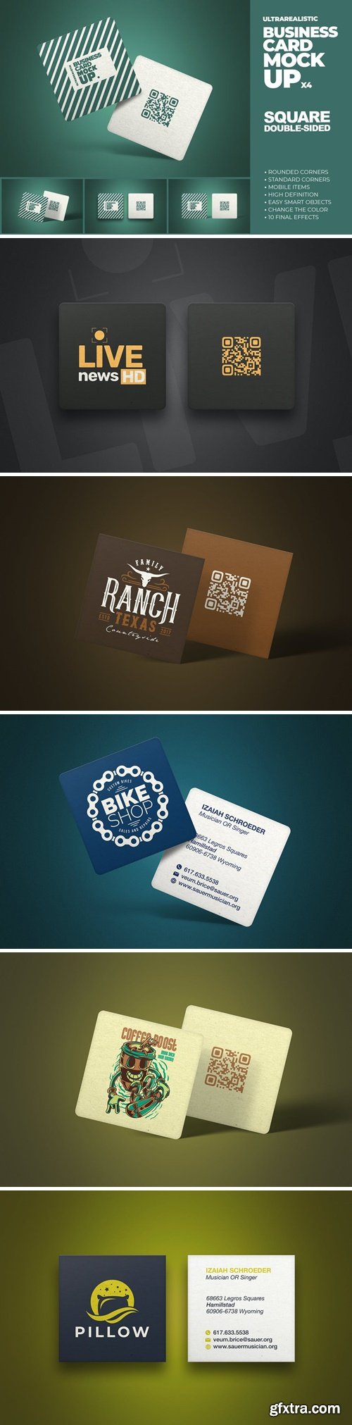 Square Double Sided Card Mockup x4 8JEWUCB