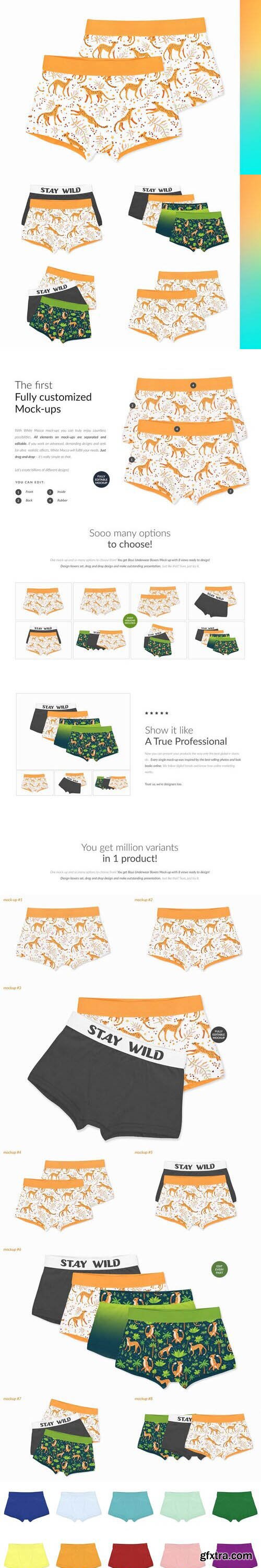 CreativeMarket - Boys Underwear Boxers 8xMock-ups 6860560